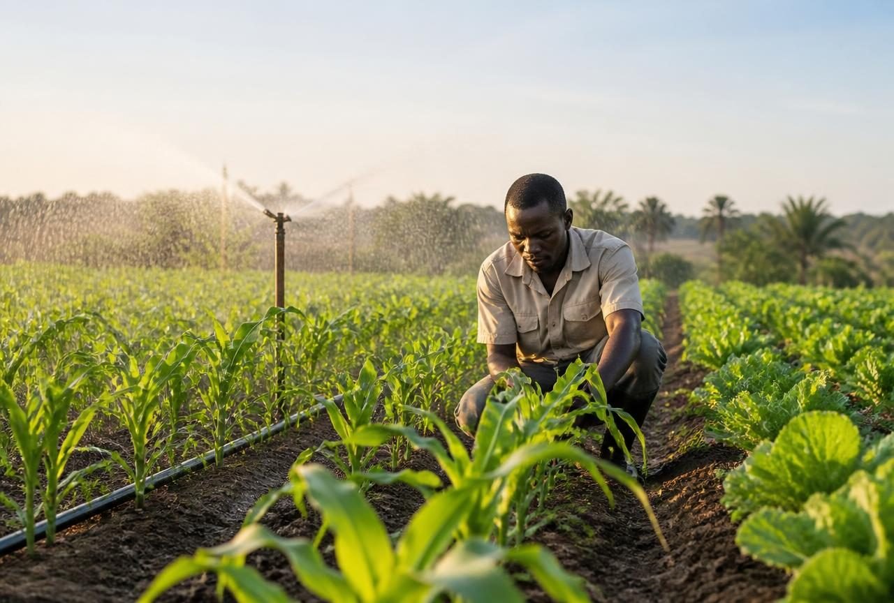 Produção agrícola com sistema de rega